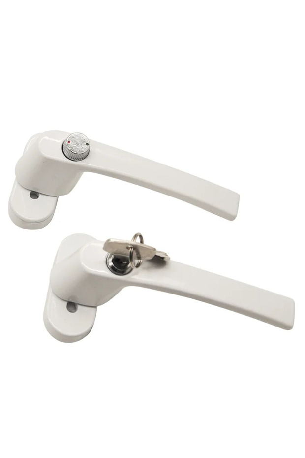 WHITE Two-end Lever Lock Solid Thickened Crank Handle with Keys Full solid thickened door handle wit - 6