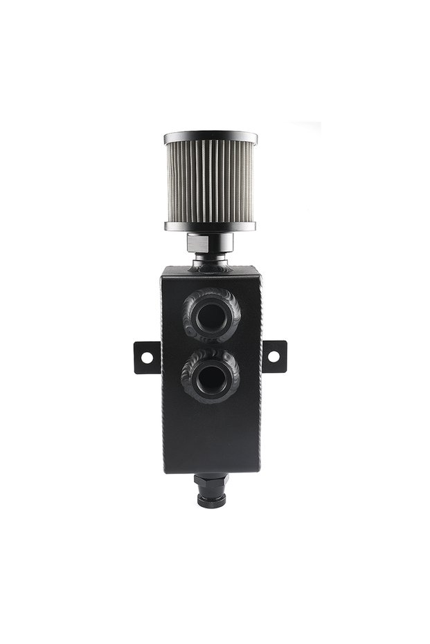 2L Black 1L/2L Universal Car Aluminum Oil Catch Can Tank Baffled 10AN with Breather and Drain Tap Sq
