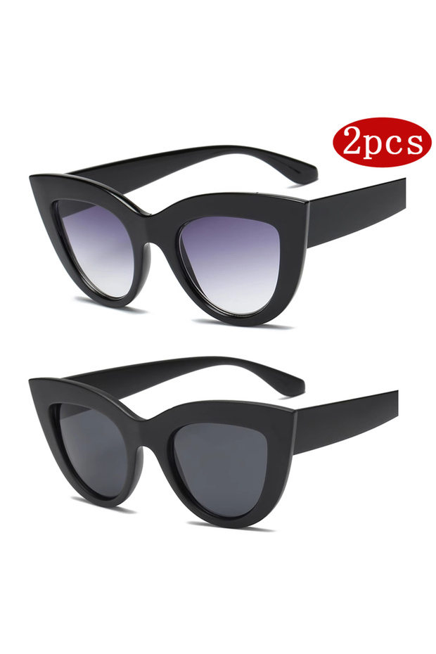 2pcs z01 Hiking 2pcs Fashion Cat Eye Anti Light Glasses Woman Vintage Large Frame Gradient Design Gl