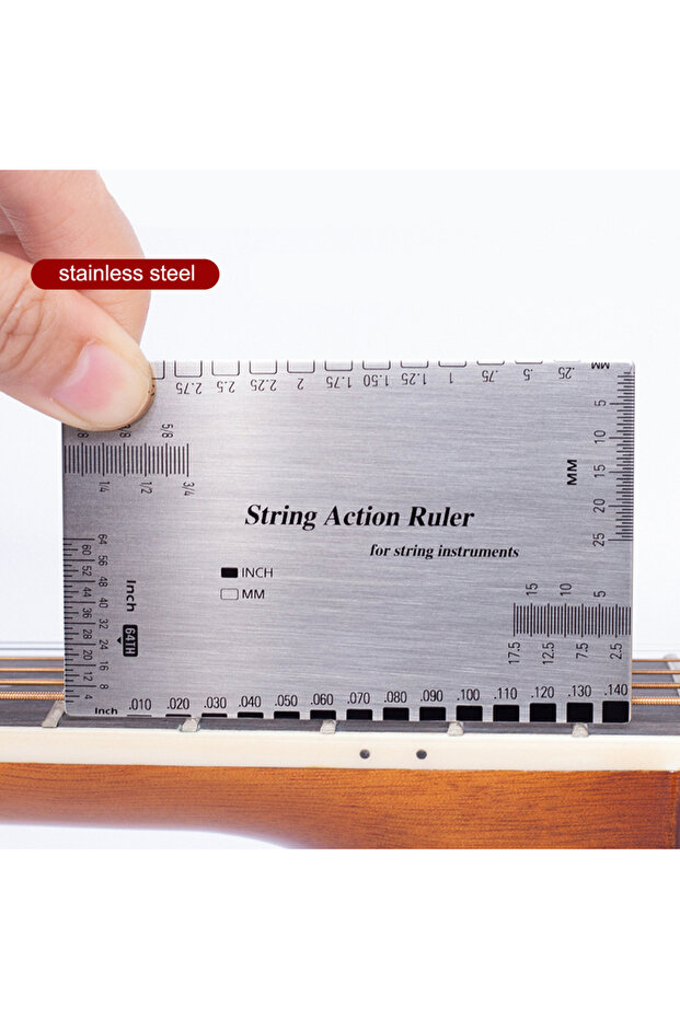 WHITE Stainless Steel Guitar String Action Ruler Gauge Repairing Tool for Luthier Fit for Guitar Uku