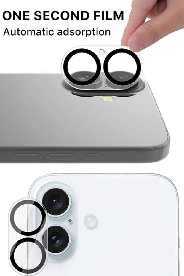 واقي عدسة كاميرا ممتاز لهاتف آيفون 16 بلس من آبل - أسود - 4