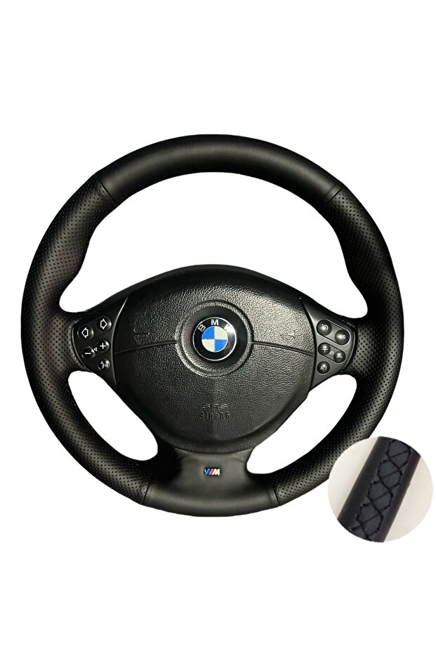 Black Thread Hand-stitched Microfiber Leather Car Steering Wheel Cover For BMW M Sport E36 E39 Z3 M
