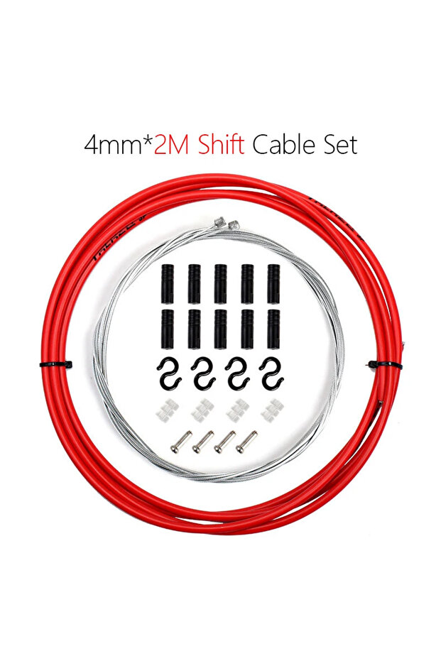 طقم كابل فرامل وناقل حركة دراجة هوائية Shift Red 4 مم، قطعة واحدة، طقم كابل ناقل حركة 4 مم/5 مم مع غلاف للتثبيت