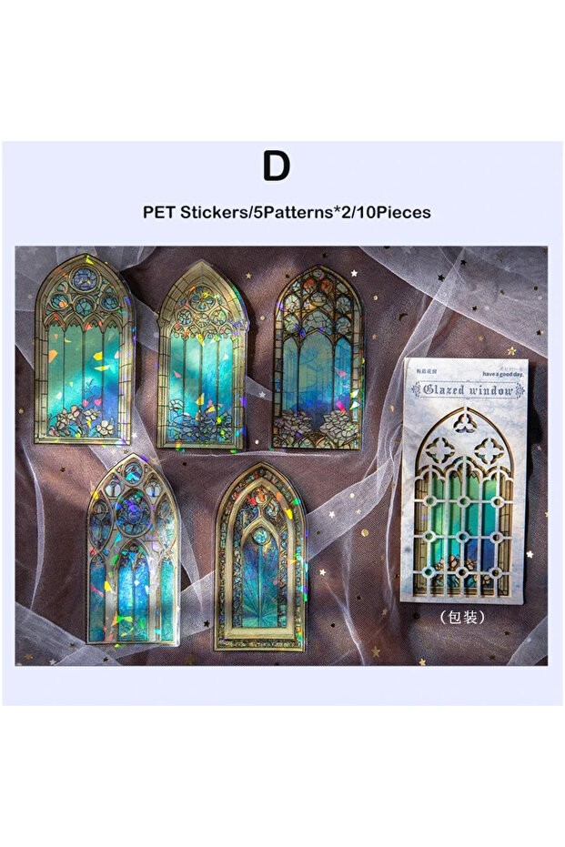 D 10pcs/pack Flowers Window Stickers Gold Foil Decor DIY Decorative Scrapbooking Material Collage S.