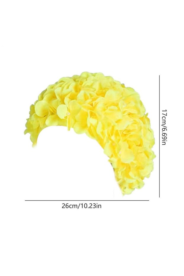 Yellow 3D Floral Woman Elasticity Petal Retro Swimming Cap Summer Fashion Ladies Swimming Hat for Sw