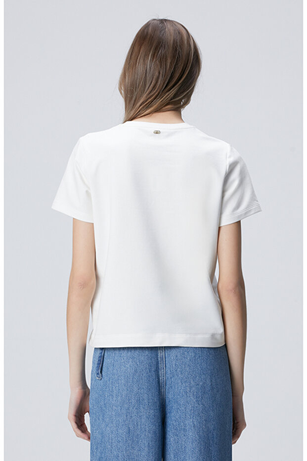 Beyaz Basic T-shirt - 5