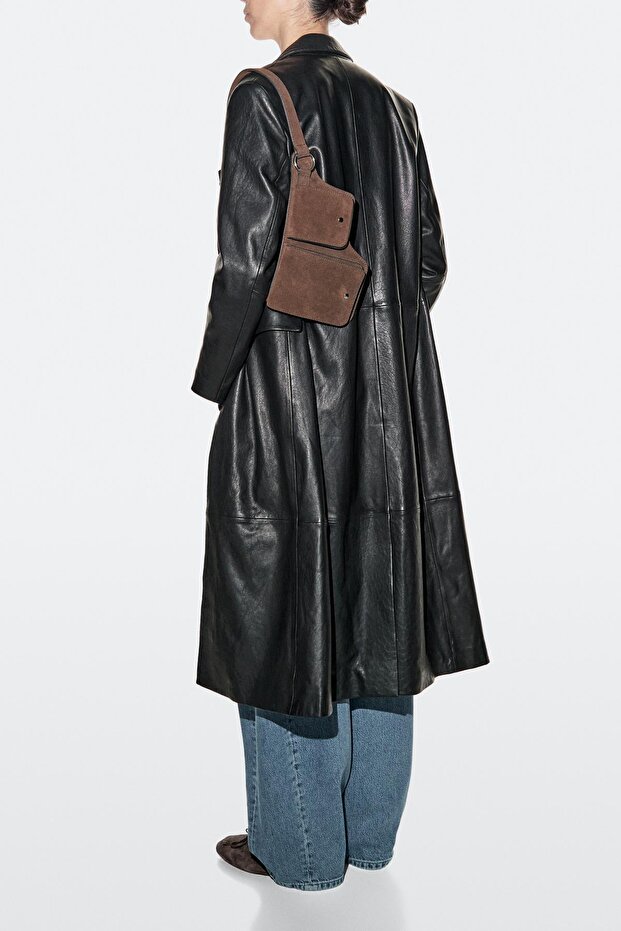 Double compartment leather belt bag - 1