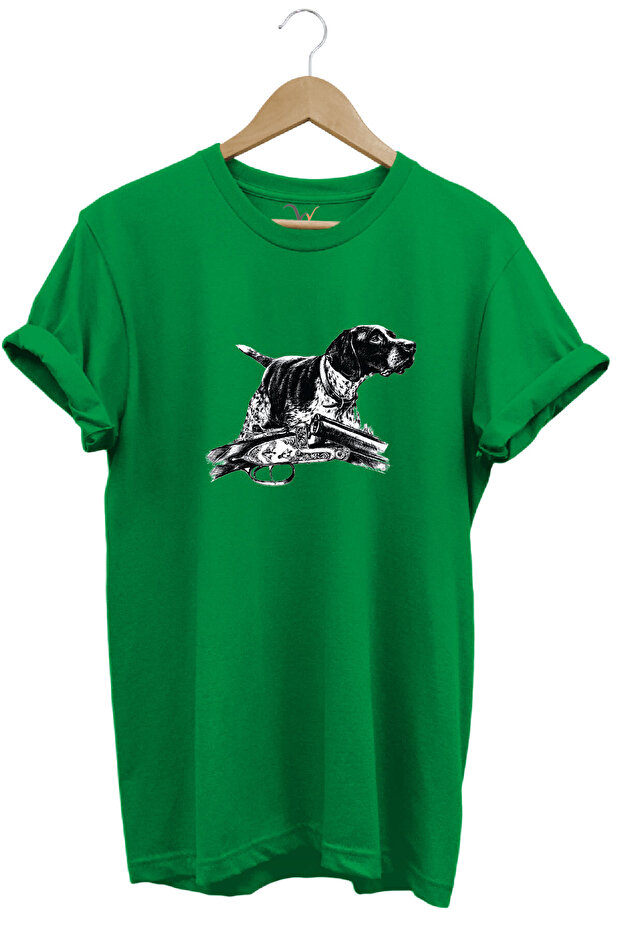 Outdoor Hunting Kurzhaar Dog Printed 100% Cotton Regular Fit Crew Neck T-Shirt