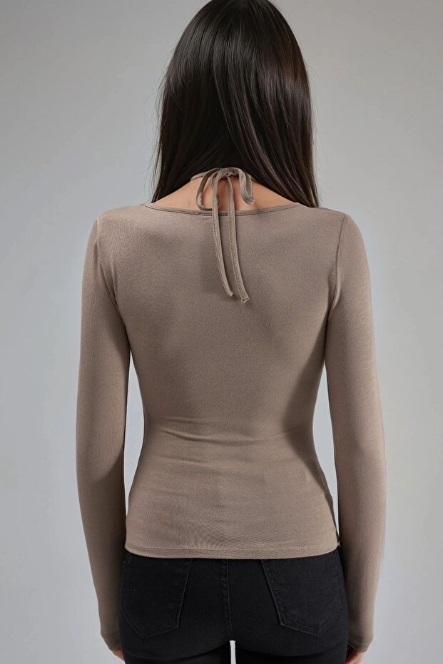 Dantel Halter Yakalı Esnek Viskon Top - 4