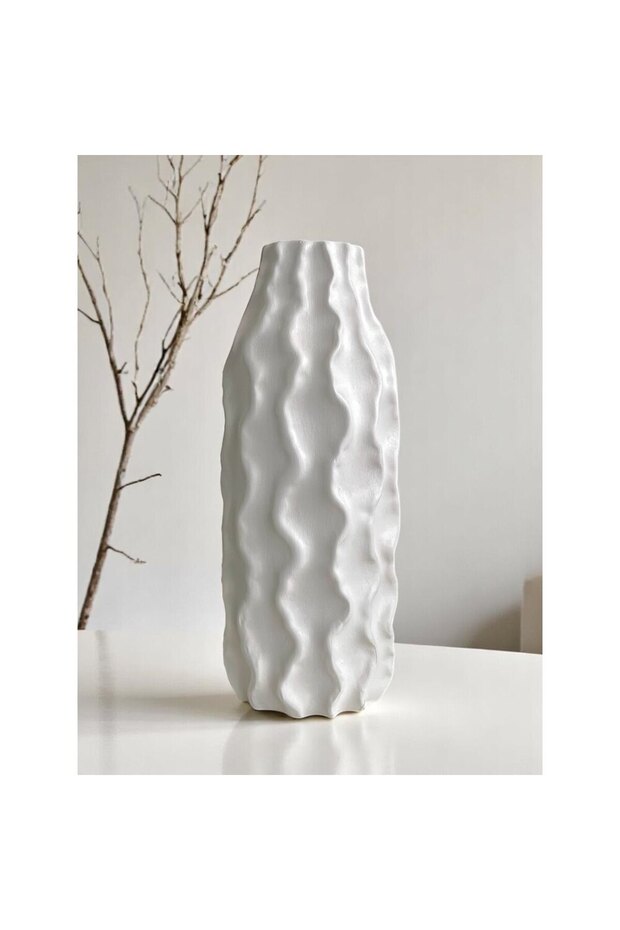Dalgalı Tasarım Dekoratif Vazo – Polyester - 2
