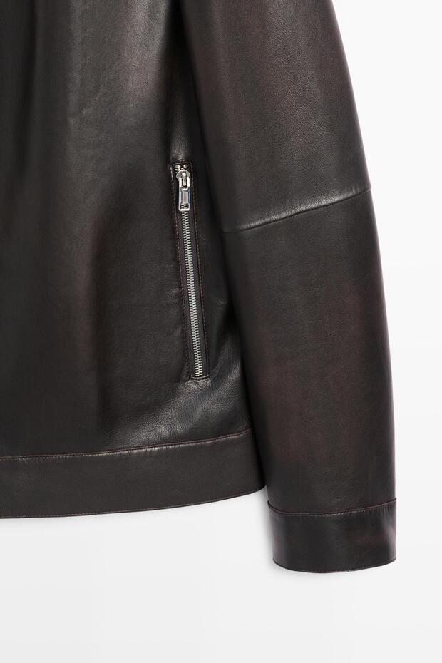 Distressed napa deri ceket - 6