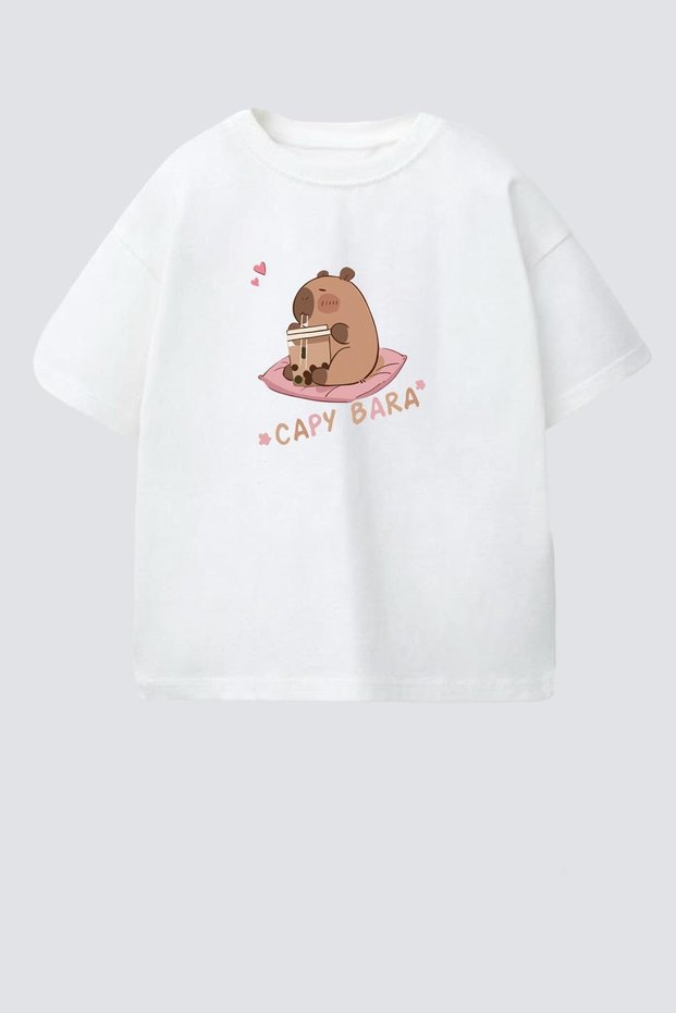 Girls' Cotton Crew Neck Printed T-Shirt