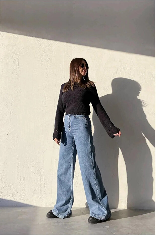 Extra High Waist Lycra Palazzo Loose Jeans