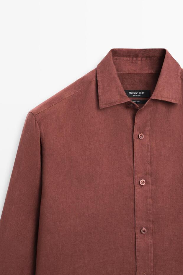 %100 keten regular fit gömlek - 6