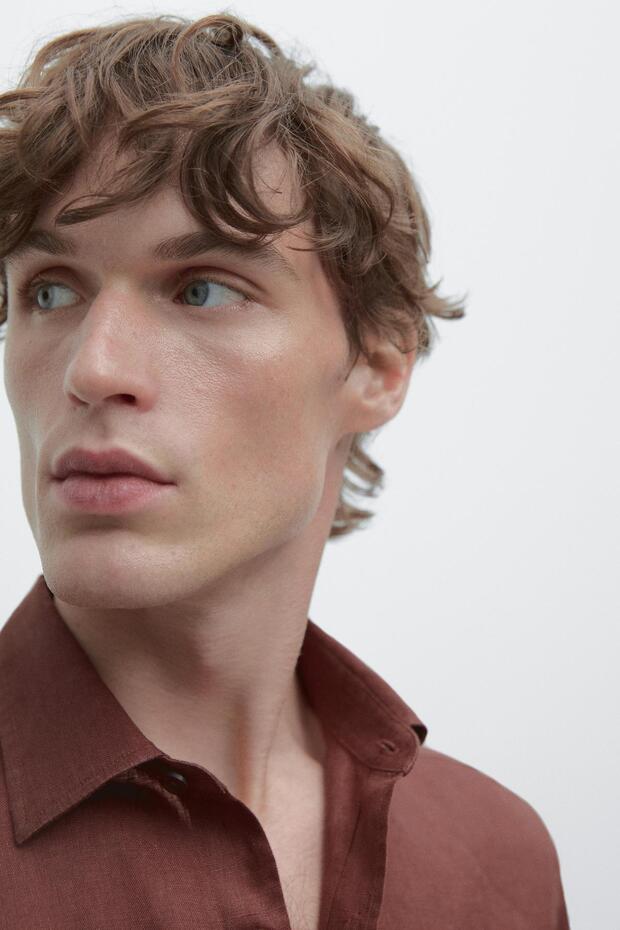 %100 keten regular fit gömlek - 4