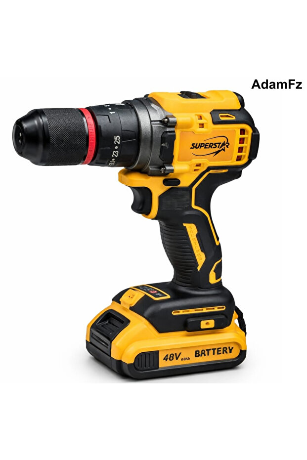 48V Cordless Drill Lithium-Ion – Powerful 2-Speed Professional Drill with LED