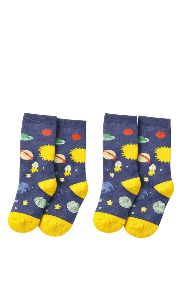 Children's Socks with Little Astronaut Characters, 2-Piece Set