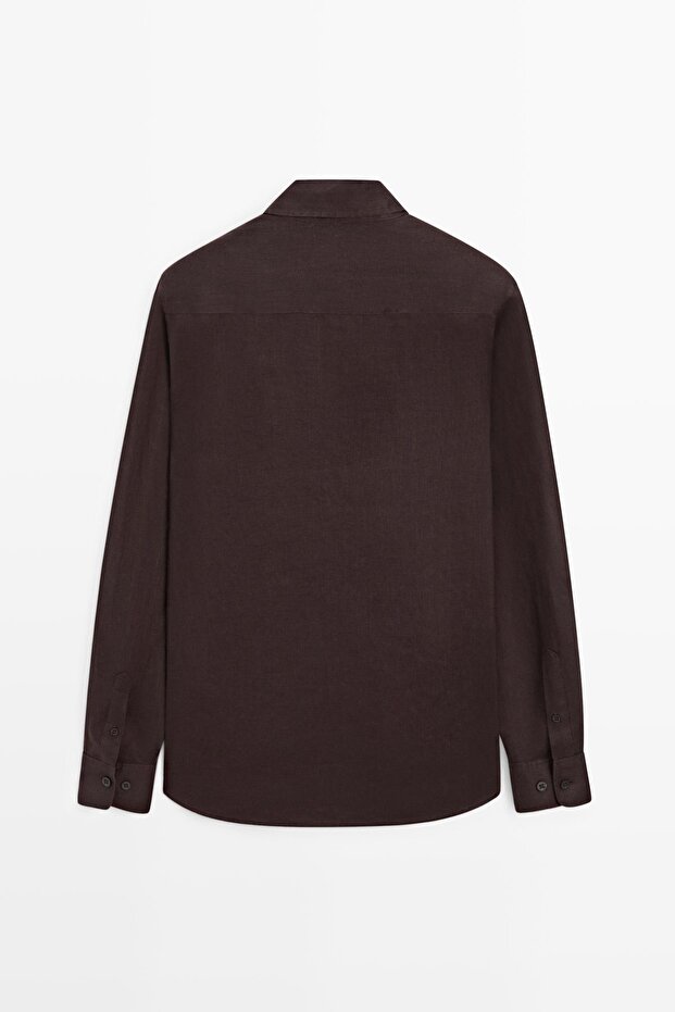 %100 keten regular fit gömlek - 8