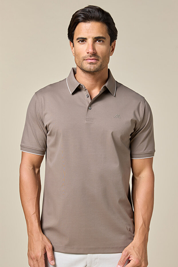 The Soft Mocha Brown Cotton Polo Comfort Fit