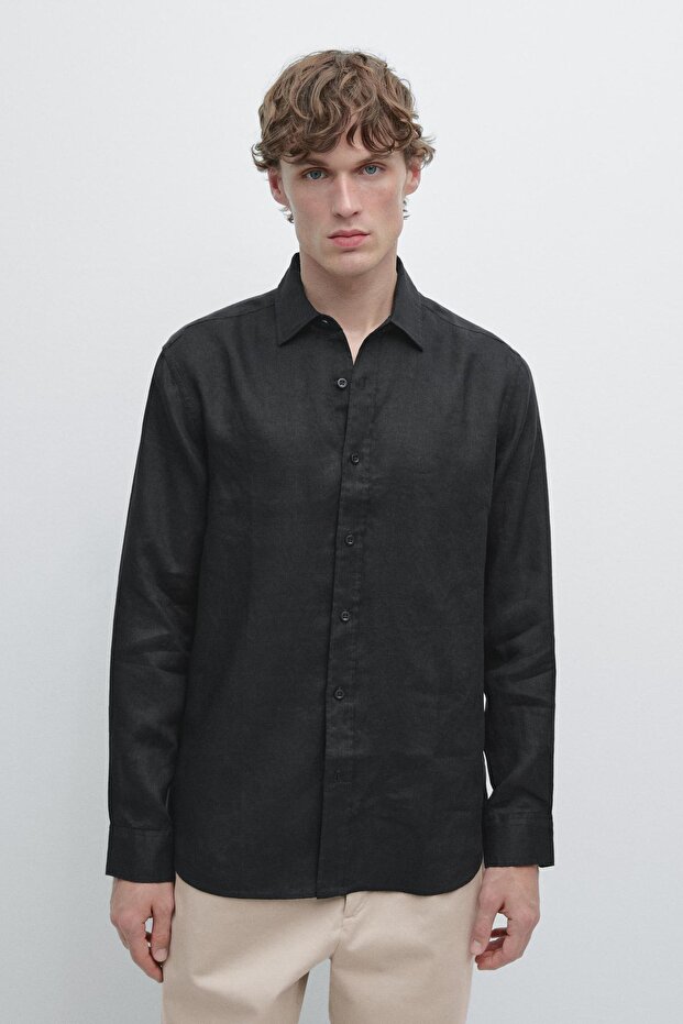 %100 keten regular fit gömlek - 2