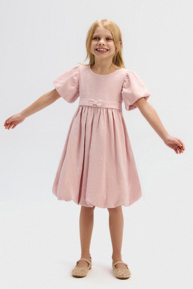 4-8 Years Old Mila Luna Girl's Dress-Powder