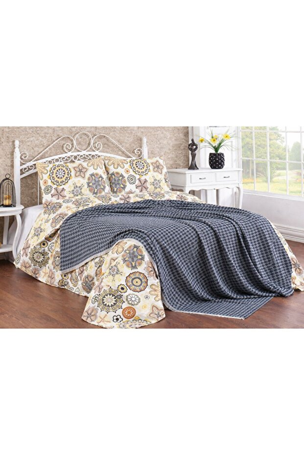 Sofya 100% Cotton Double Pique Bed Sheet Set - 1