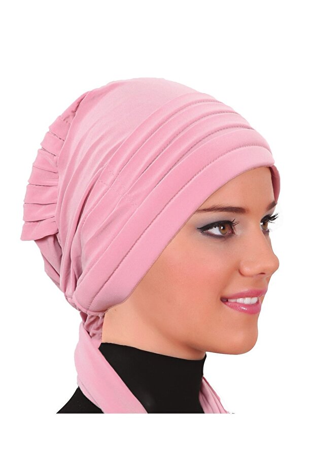 Pleated Tie Powder Ready Turban Hijab Bonnet Suitable for Medical Use