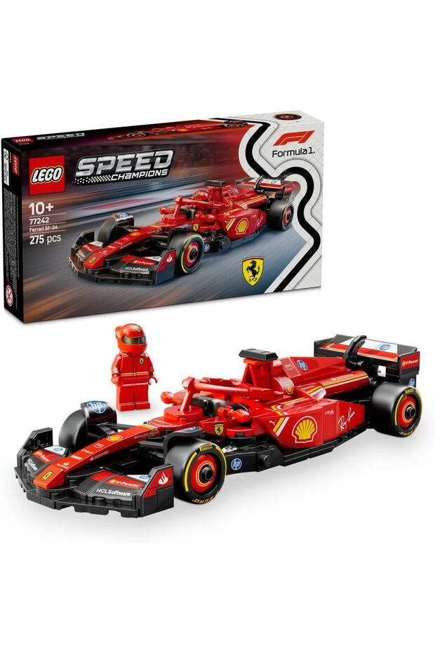 LEGO Speed Champions Ferrari SF-24 F1 Race Car Toy with a Collectible Formula 1 Driver Minifigure -