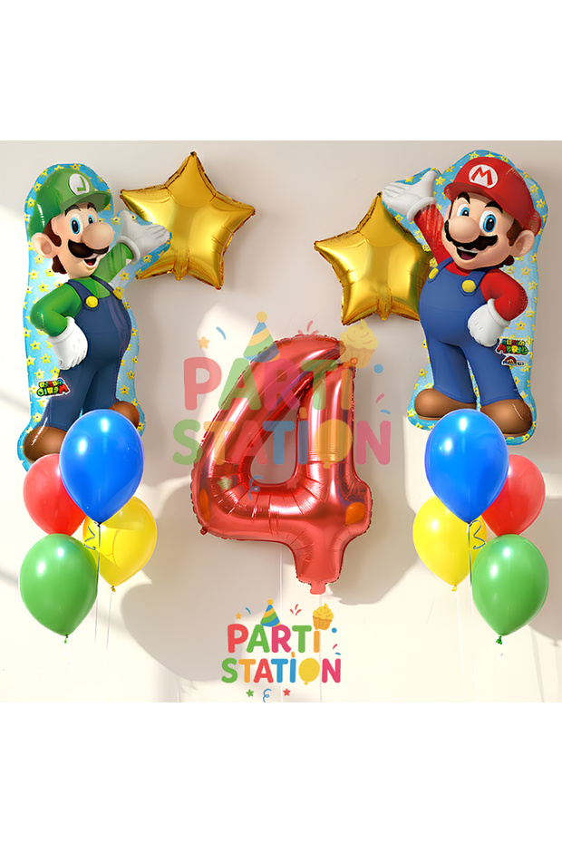 Super Mario 4 Year Old Balloon Set Mario & Luigi Balloon, Colorful Balloons 12 Piece Set