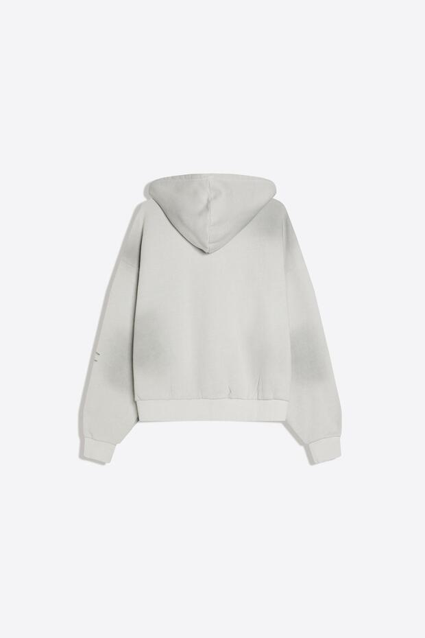 Baskılı crop kapüşonlu sweatshirt - 5