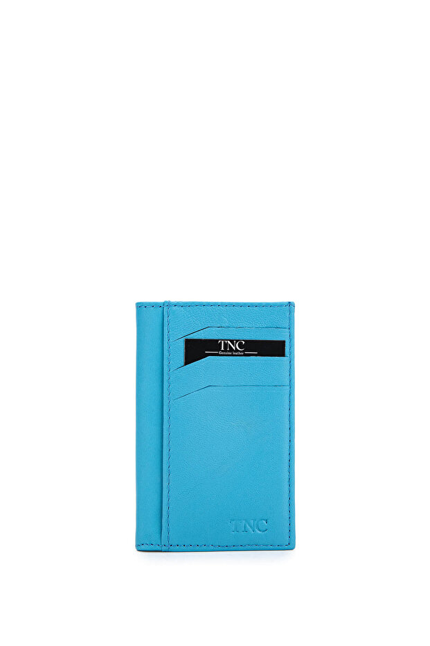 Men's Genuine Leather Blue Togo Card Holder