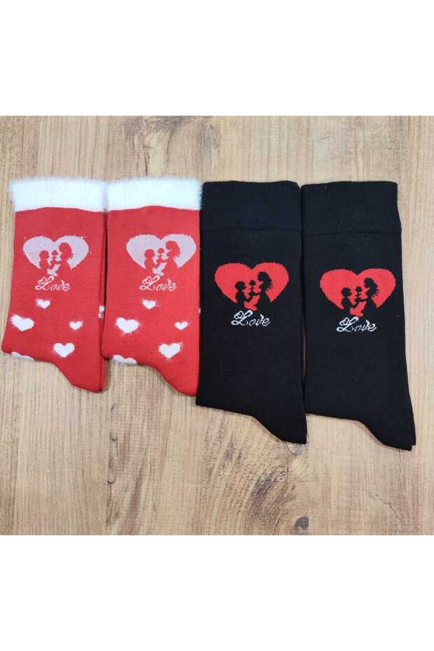 Women's 2 Pairs Men's 2 Pairs Seamless Combed Cotton Valentine's Day Socks
