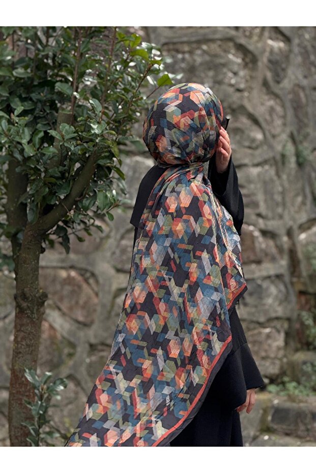 شال بامبو كراش - نمط أيقوني - أسود - 6