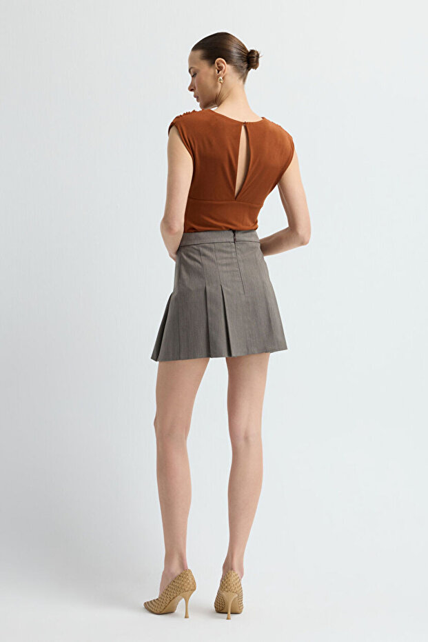 Pileli Mini Etek - 5