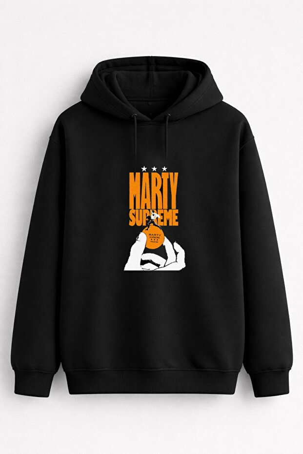 Marty Supreme Printed Men's Women's Kids' Hooded Black Sweatshirt