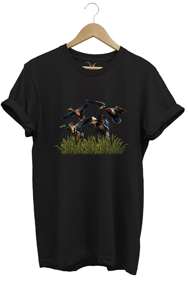 Hunting Duck Hunting Reeds Printed 100% Cotton Regular Fit Crew Neck T-Shirt