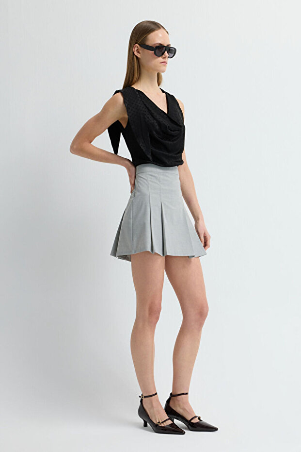 Pileli Mini Etek - 3