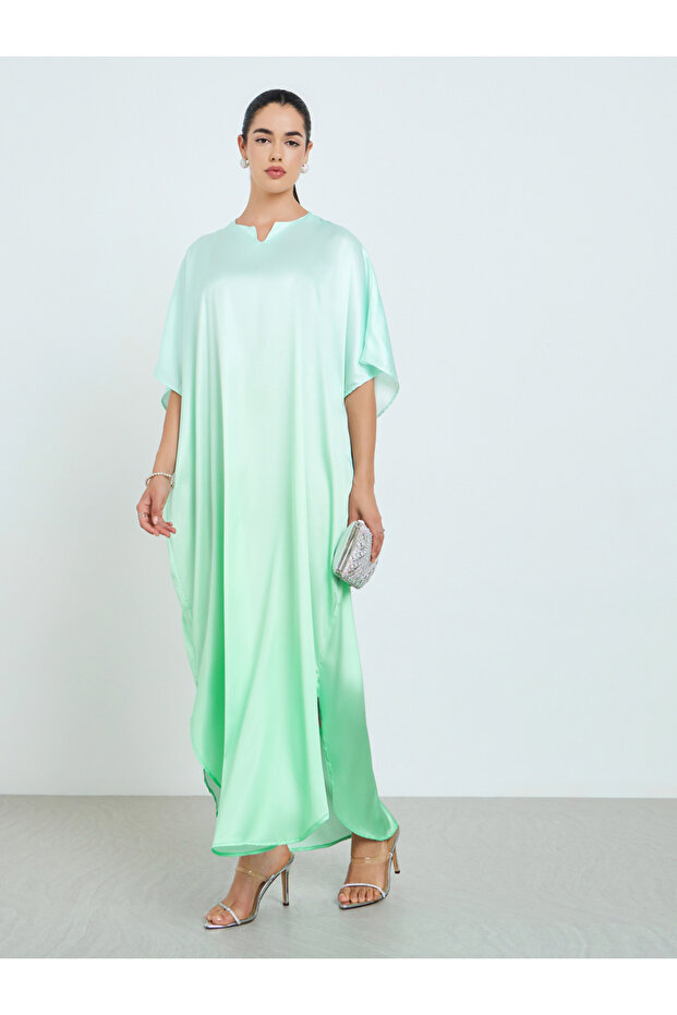 Women Green Ombre Print Kaftan