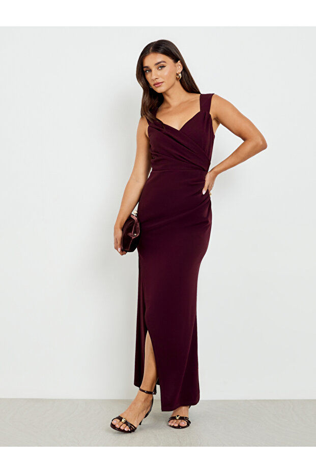 Women Purple Sleeveless Sheath Maxi Dress
