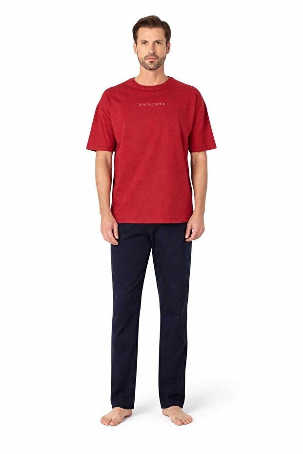 طقم بيجامة قطنية ممشطة قصيرة الأكمام H-PC6086