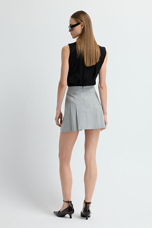 Pileli Mini Etek - 5