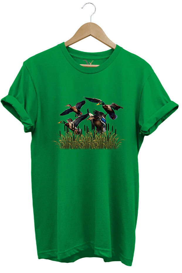 Hunting Duck Hunting Reeds Printed 100% Cotton Regular Fit Crew Neck T-Shirt