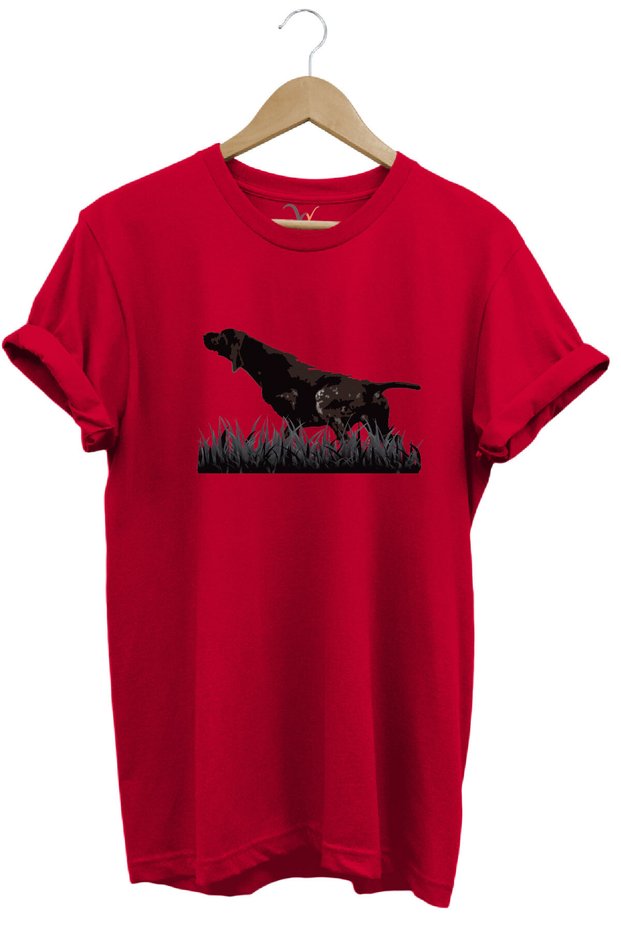 Outdoor Hunting Kurzhaar Dog Printed 100% Cotton Regular Fit Crew Neck T-Shirt