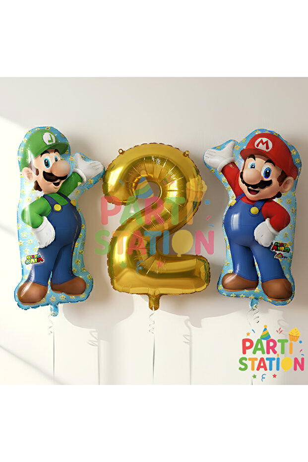 Super Mario & Luigi 2 Age Gold Number Balloon Set