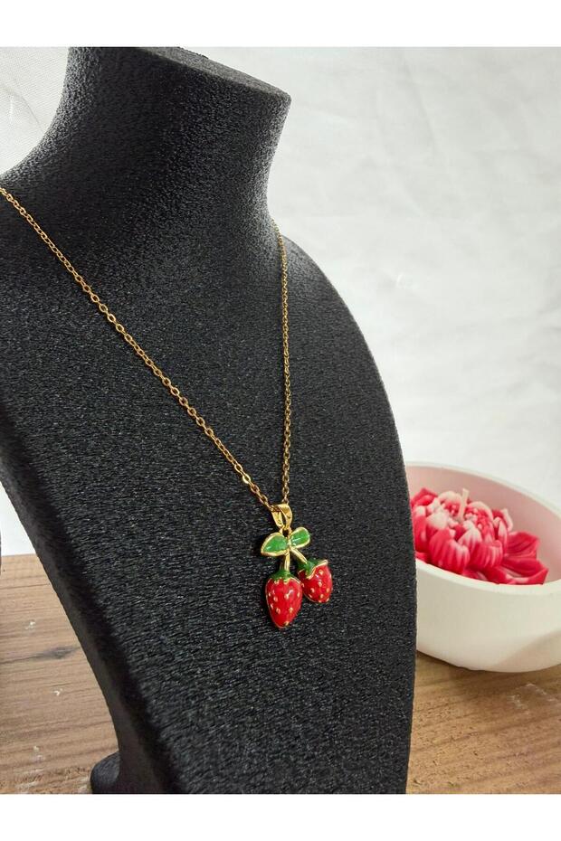 Çilek detay çelik kolye - 1