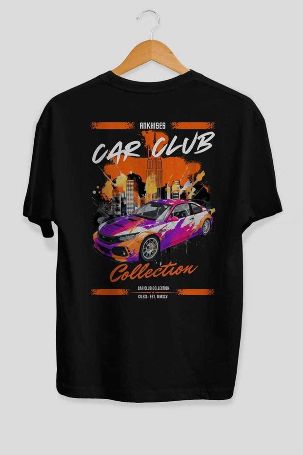Araba Club Series 9 Back Printed Black Oversize T-Shirt 100% Cotton Men's Women's