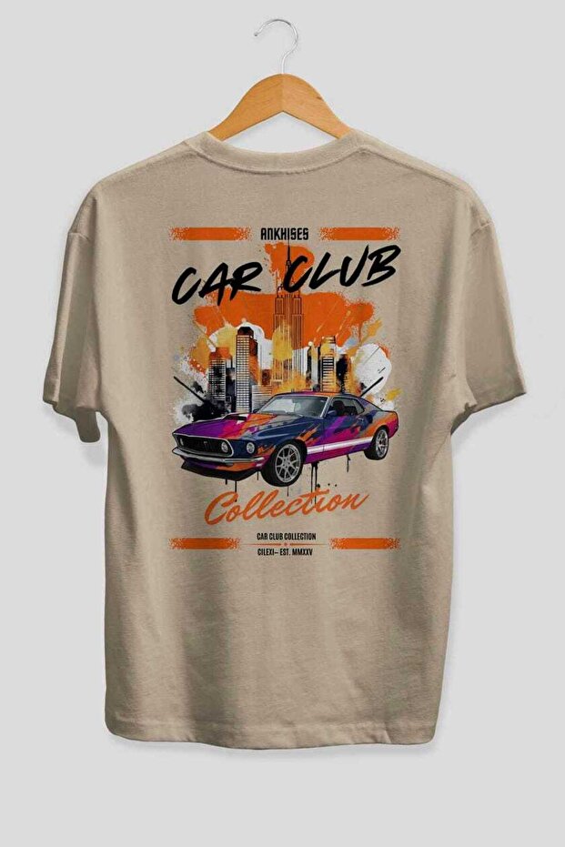 Araba Club Series 23 Back Printed Beige Oversize T-Shirt 100% Cotton Men Women