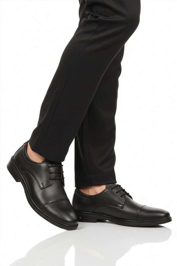 Black Genuine Leather Gel Sole Anatomical Men's Casual Shoes 425 m