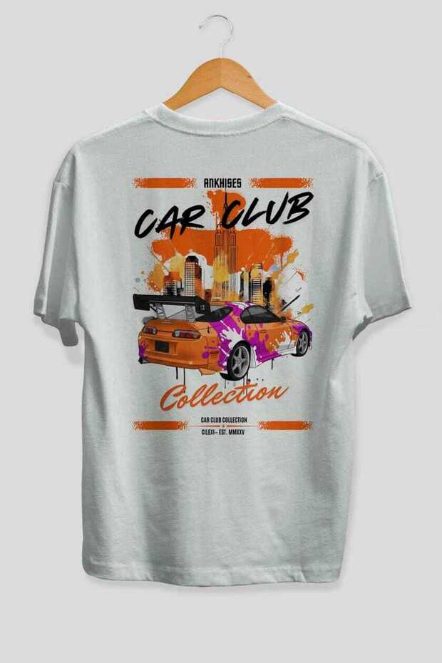 Araba Club Series 39 Back Printed White Oversize T-Shirt 100% Cotton Men Women