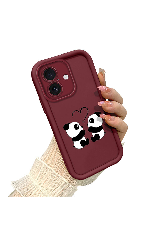 حافظة هاتف من مادة السيليكون مقاومة للصدمات بنمط الباندا متوافقة مع هاتف آيفون 16 - 3